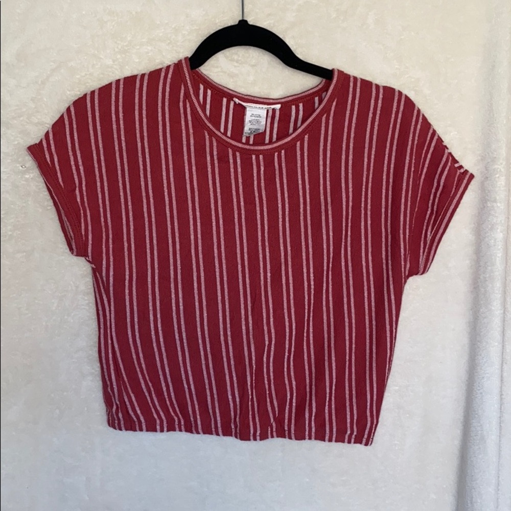Caution To The Wind Red and White Striped Crop Top